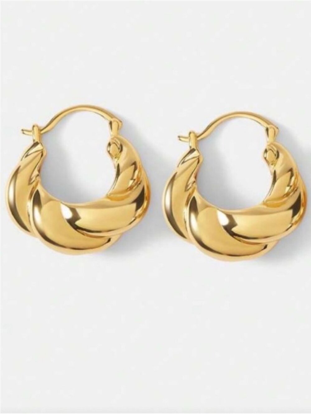 New! 18K Gold Plated French Twist Hoop Earrings (1007) NWOT